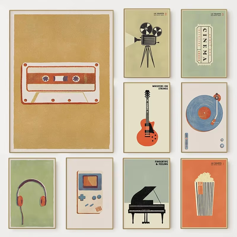 Musical Instrument Image - Retro Medieval Pop Music Instrument Poster