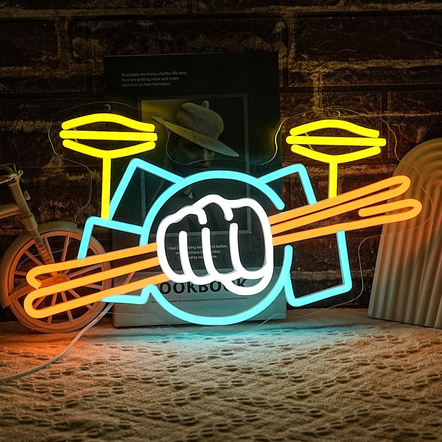 Drum Set Neon Sign USB Powered - Musical Instrument Of review and price