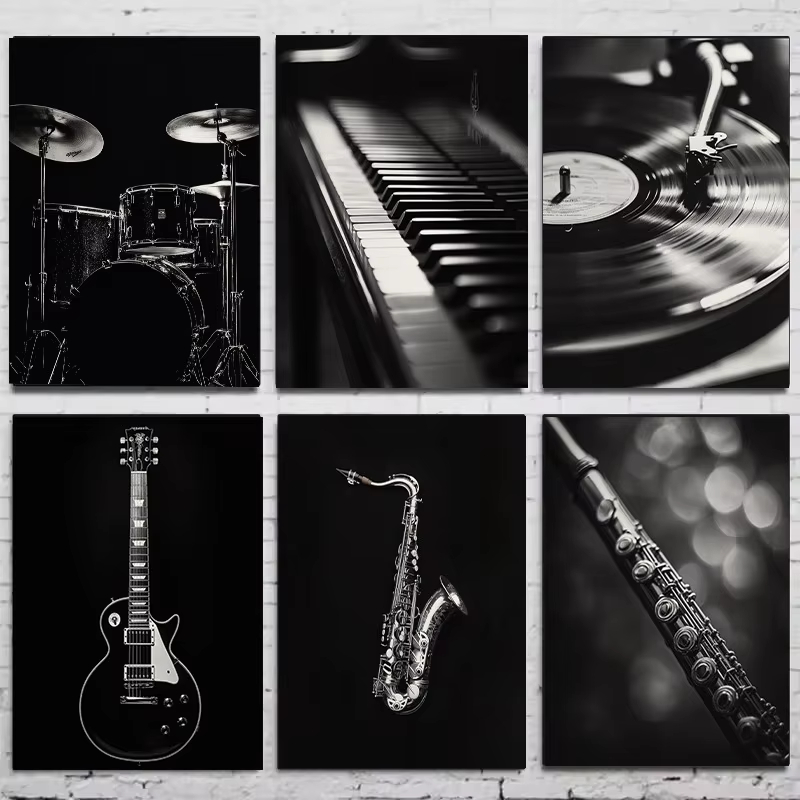 Modern Black and White Music I - Musical Instrument Image review and price