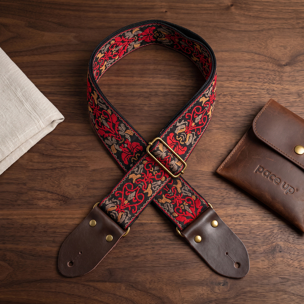 Embroidered Print Guitar Strap - Musical Instrument In English review and price