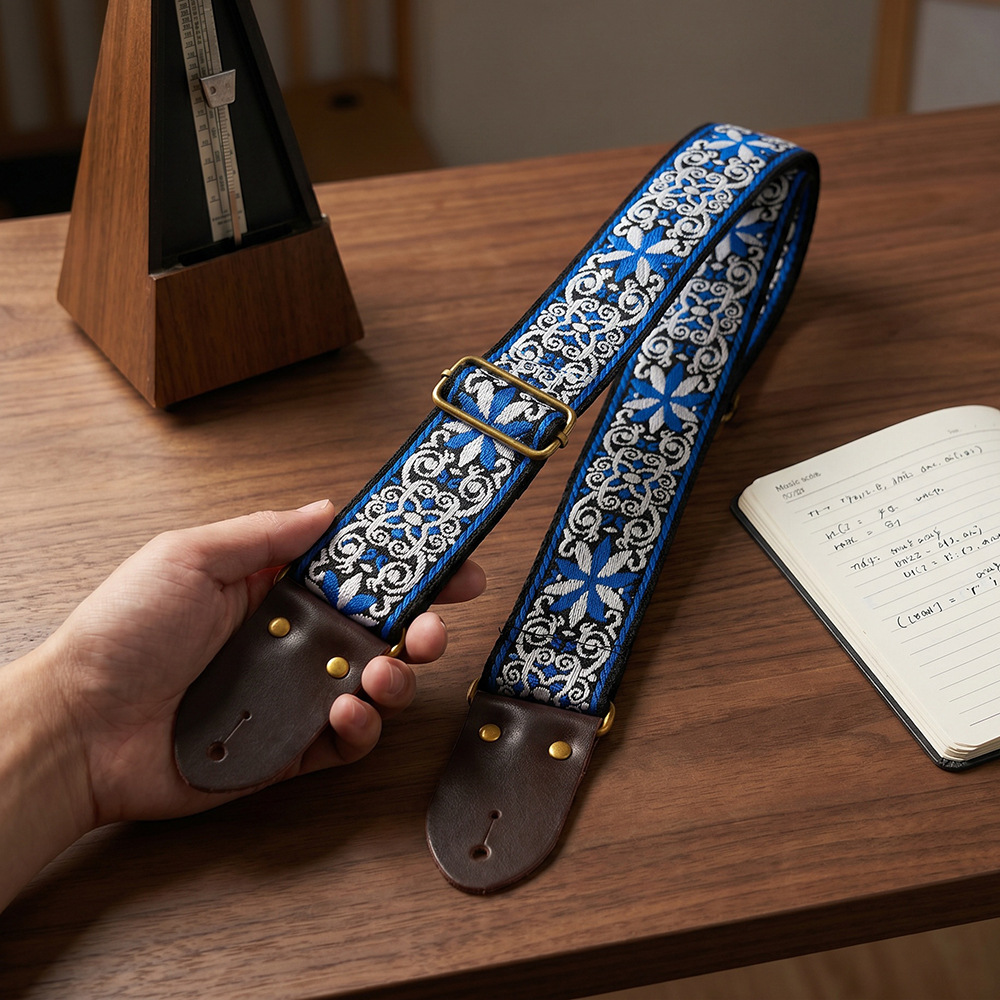 Embroidered Print Guitar Strap - Musical Instrument In English review and price